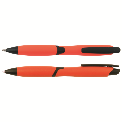 CURVY SOLID BALL PEN with Solid Colour Barrel & Black Clip in Orange.