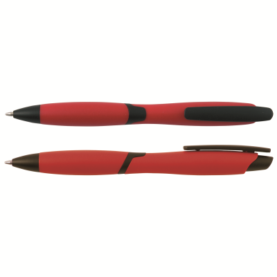 Picture of CURVY SOLID BALL PEN with Solid Colour Barrel & Black Clip in Red