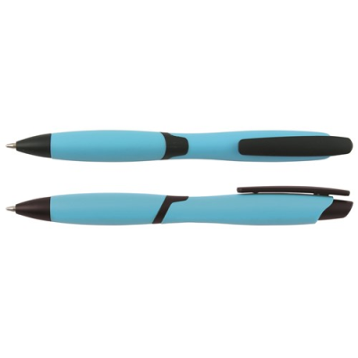 Picture of CURVY SOLID BALL PEN with Solid Colour Barrel & Black Clip in Light Blue.
