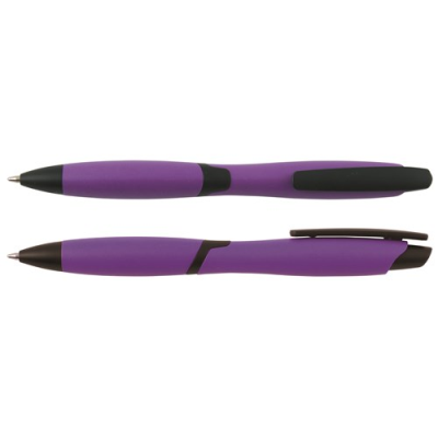 Picture of CURVY SOLID BALL PEN with Solid Colour Barrel & Black Clip in Purple.