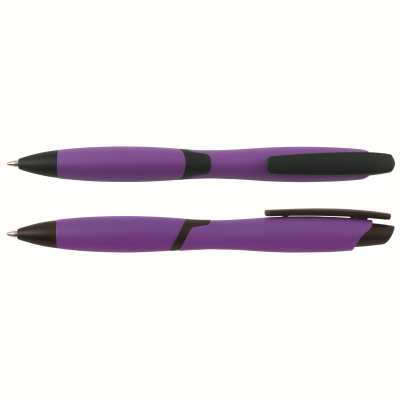 CURVY SOLID BALL PEN with Solid Colour Barrel & Black Clip in Purple.