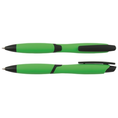 Picture of CURVY SOLID BALL PEN with Solid Colour Barrel & Black Clip in Light Green.