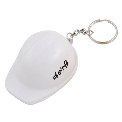 Picture of HARD HAT BOTTLE OPENER AND KEYRING CHAIN in White.