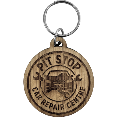 Picture of BAMBOO KEYRING (ROUND) in Brown