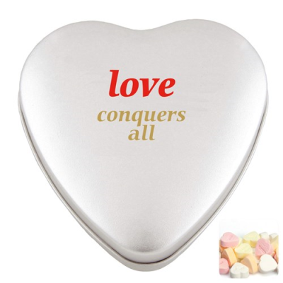 Picture of LARGE HEART TIN with Heart Sweets in Silver
