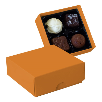 Picture of CHOCOLATE BOX with 4 Assorted Chocolate & Truffles in Orange