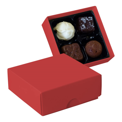 Picture of CHOCOLATE BOX with 4 Assorted Chocolate & Truffles in Red