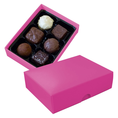 Picture of CHOCOLATE BOX with 6 Assorted Chocolate & Truffles in Pink