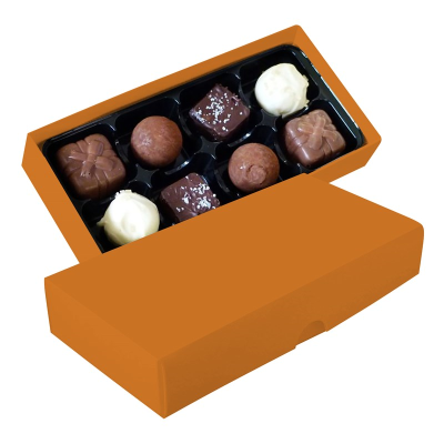 Picture of CHOCOLATE BOX with 8 Assorted Chocolate & Truffles in Orange