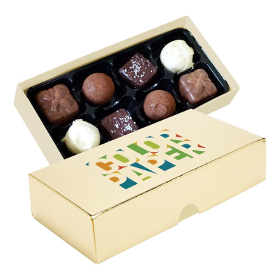 Picture of CHOCOLATE BOX with 8 Assorted Chocolate & Truffles in Gold