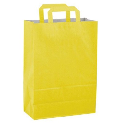 Picture of PAPER BAG, FLAT HANDLE 220 x 280 x 100 MM in Yellow