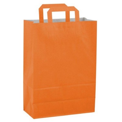 Picture of PAPER BAG, FLAT HANDLE 220 x 280 x 100 MM in Orange