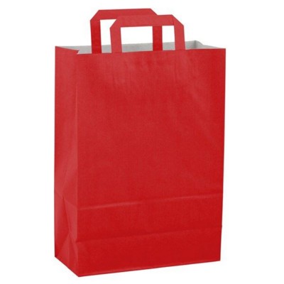 Picture of PAPER BAG, FLAT HANDLE 220 x 280 x 100 MM in Red