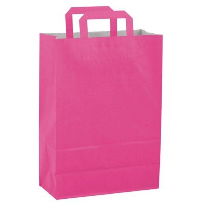 Picture of PAPER BAG, FLAT HANDLE 220 x 280 x 100 MM in Pink