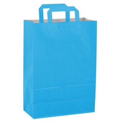 Picture of PAPER BAG, FLAT HANDLE 260 x 360 x 120 MM in Light Blue