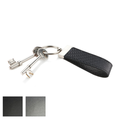 Picture of CARBON FIBRE TEXTURED PU LARGE LOOP KEYRING FOB with a Swivel Split Ring