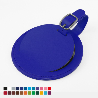 Picture of ROUND LUGGAGE TAG with Flap, in Belluno, a Vegan Colour Leatherette with a Subtle Grain