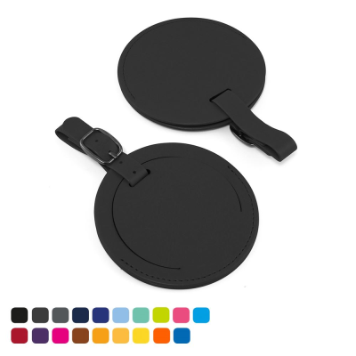 Picture of ROUND LUGGAGE TAG with a Security Flap in Soft Touch Vegan Torino PU