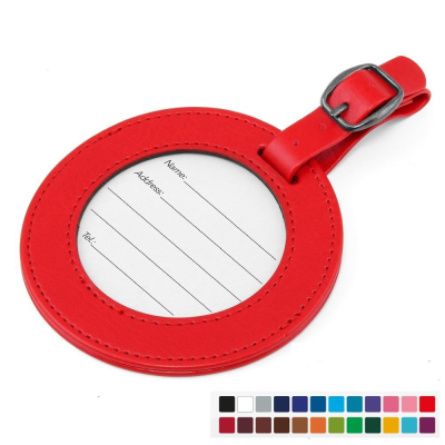 Picture of ROUND LUGGAGE TAG with Window, in Belluno, a Vegan Colour Leatherette with a Subtle Grain