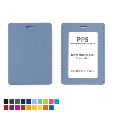 Picture of PORTRAIT ID CARD HOLDER FOR a LANYARD OR CLIP in a Choice of 20 Colours in Vegan Matt Velvet Torino.