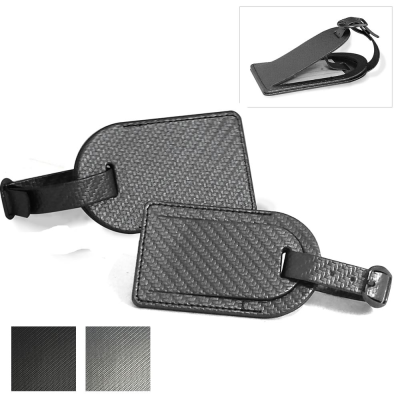 Picture of CARBON FIBRE TEXTURED PU LARGE LUGGAGE TAG with Security Flap