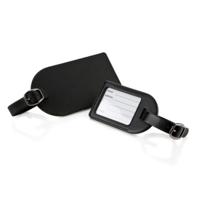 Picture of SMALL TRAVEL LUGGAGE TAG in Black with Clear Transparent Window to Show Address Card