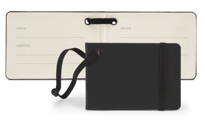 Picture of NOTE BOOK STYLE LUGGAGE TAG with Elastic Retainer in Black Belluno PU Leather