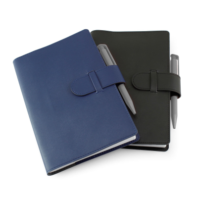 Picture of BOOK JACKET with Strap in Black Porto with Replaceable Lined Inner Book