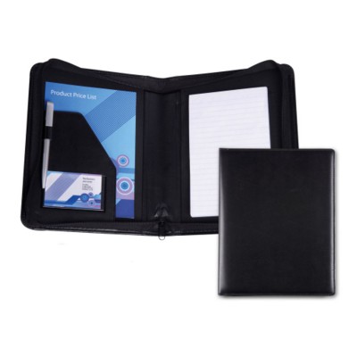 Picture of BELLUNO PU A5 ZIP CONFERENCE FOLDER in Black.