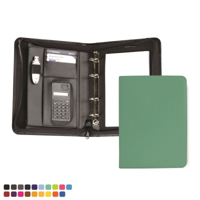 Picture of A5 DELUXE ZIP RING BINDER with Calculator in Soft Touch Vegan Torino PU.