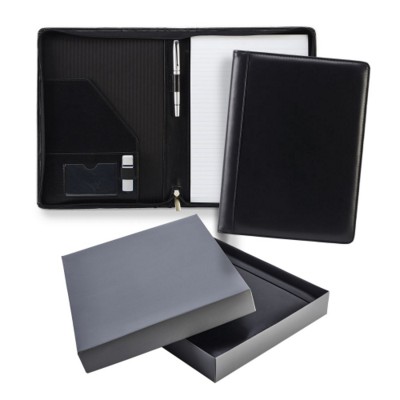 Picture of BLACK ASCOT LEATHER A4 ZIP CONFERENCE FOLDER