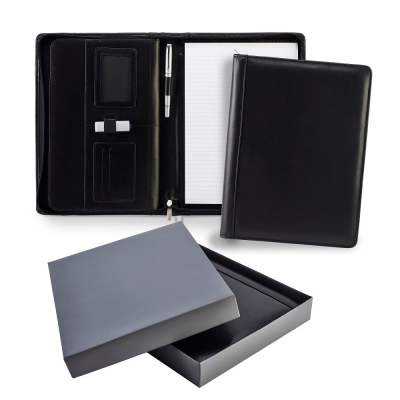 Picture of ASCOT HIDE LEATHER DELUXE ZIP CONFERENCE FOLDER in Black.
