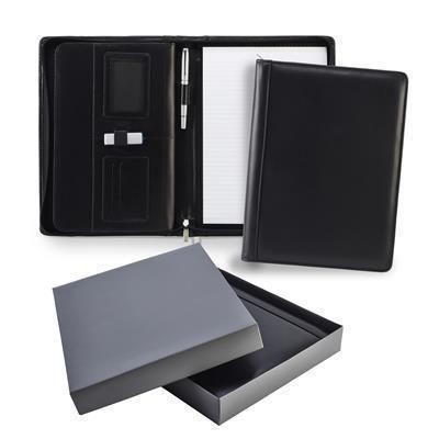 Picture of ASCOT HIDE LEATHER DELUXE ZIP CONFERENCE FOLDER in Black.