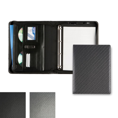 Picture of CARBON FIBRE TEXTURED PU DELUXE ZIP RING BINDER