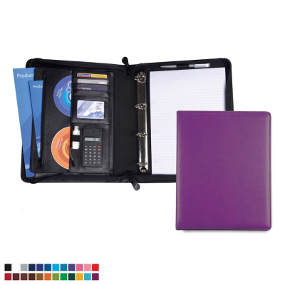 Picture of DELUXE ZIP RING BINDER with Calculator in Belluno, a Vegan Colour Leatherette with a Subtle Grain