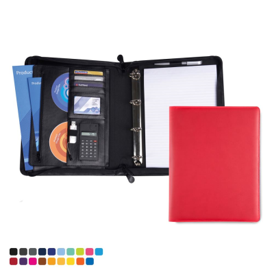 Picture of DELUXE ZIP RING BINDER with Calculator in Soft Touch Vegan Torino PU