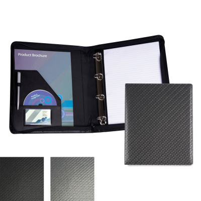 Picture of CARBON FIBRE TEXTURED PU ZIP A4 RING BINDER