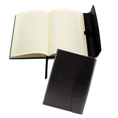 Picture of A5 MAGNET NOTE BOOK in Black, Finished in Leather Look PU.