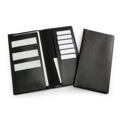 Picture of BLACK TRAVEL WALLET in Leather Look Belluno PU