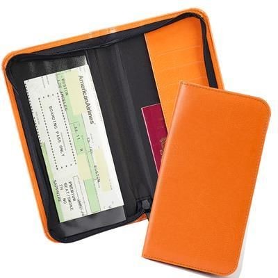 Picture of ZIP TRAVEL WALLET with One Clear Transparent Pocket & One Material Pocket with Card Slots.