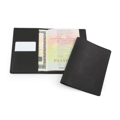 Picture of BLACK BIODEGRADABLE PASSPORT WALLET in Biod a Biodegradable Leather Look Material