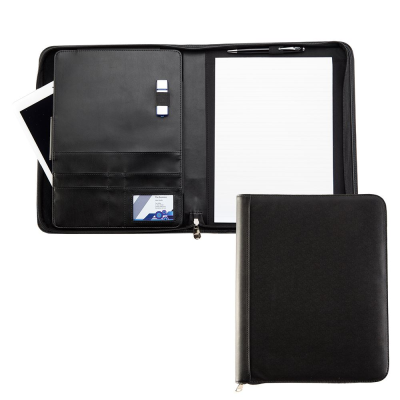 Picture of BLACK HOUGHTON A4 ZIP CONFERENCE FOLDER with Padded Tablet Pocket