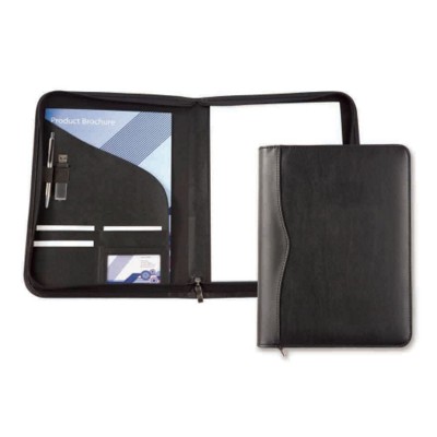 HOUGHTON PU A4 ZIP AROUND CONFERENCE FOLDER in Black