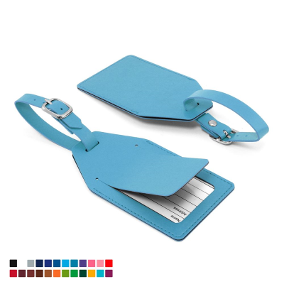 Picture of ANGLED LUGGAGE TAG with Security Flap in Belluno, a Vegan Colour Leatherette with a Subtle Grain
