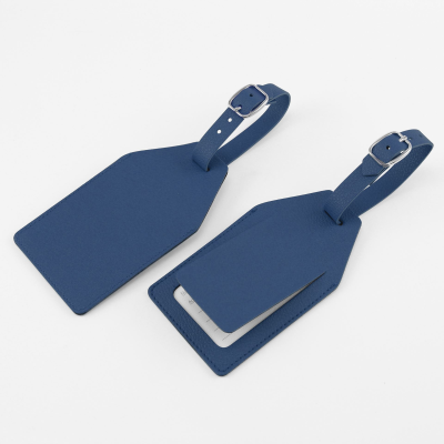 Picture of ANGLED LUGGAGE TAG with Security Flap in Belluno, a Vegan Colour Leatherette with a Subtle Grain
