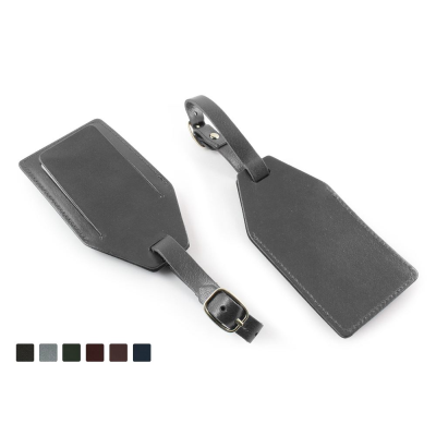 Picture of HAMPTON LEATHER RECTANGULAR LUGGAGE TAG with Security Flap, Made in the UK in a Choice of 5 Colours