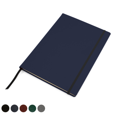 Picture of HAMPTON LEATHER A4 CASEBOUND NOTE BOOK with Elastic Strap, Made in the UK in a Choice of 6 Colours