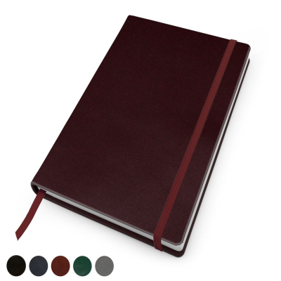 Picture of HAMPTON LEATHER A5 CASEBOUND NOTE BOOK with Elastic Strap, Made in the UK in a Choice of 6 Colours