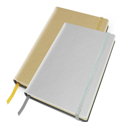 Picture of METALLIC LEATHER LOOK A5 CASEBOUND NOTE BOOK with Elastic Strap