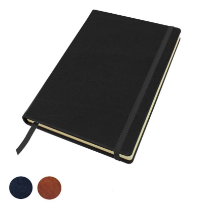 Picture of SANDRINGHAM NAPPA LEATHER COLOURS, A5 CASEBOUND NOTE BOOK with Elastic Strap